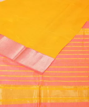 Yellow handwoven mangalagiri cotton silk saree