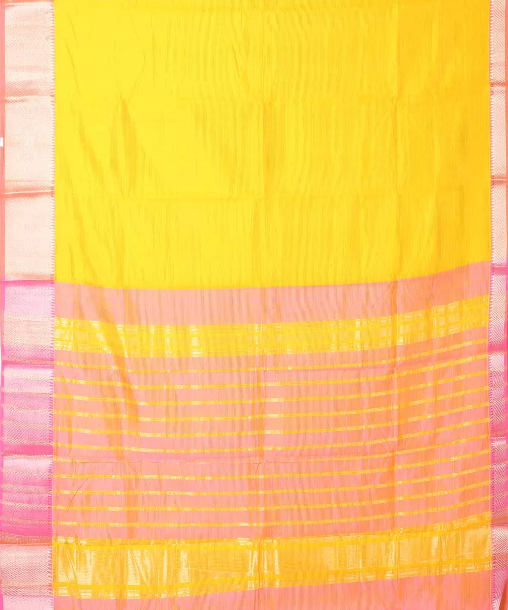 Yellow handwoven mangalagiri cotton silk saree