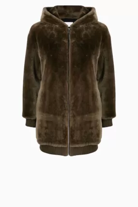 Yves Salomon Hooded Shearling Coat - Cypres